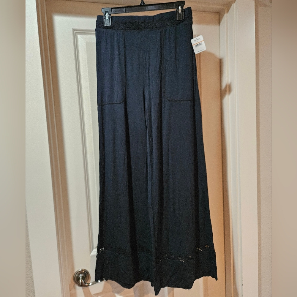 Free People Maddie PJ Lounge Pants High Rise Wide Leg Lace Stretchy Black Sm NWT - Picture 15 of 16